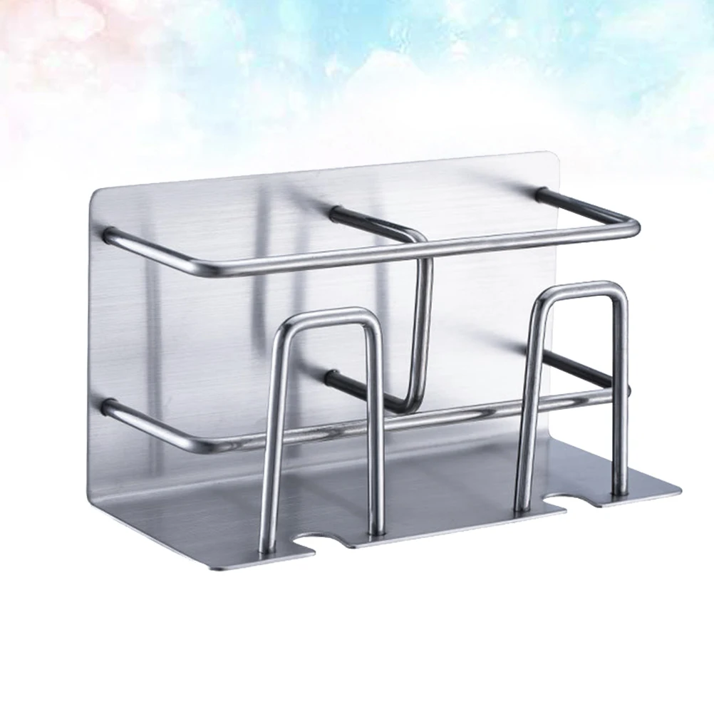 Stainless Steel Toothbrush Holder Wall Mounted Self-Adhesive Organizer Rack for Bathroom Bedroom Kitchen Ideal Adult Kids Makeup