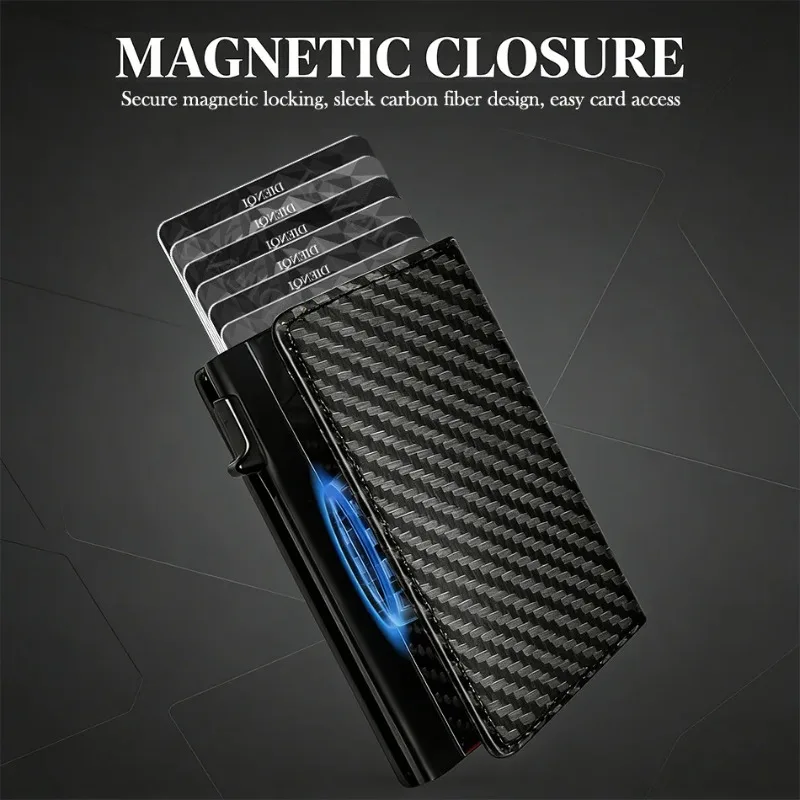 Magietic Anti Rfid Credit Card Holder Men Wallets Luxury Carbon Fiber Bank Cardholder Trifold Money Bag Purse Wallets for Men