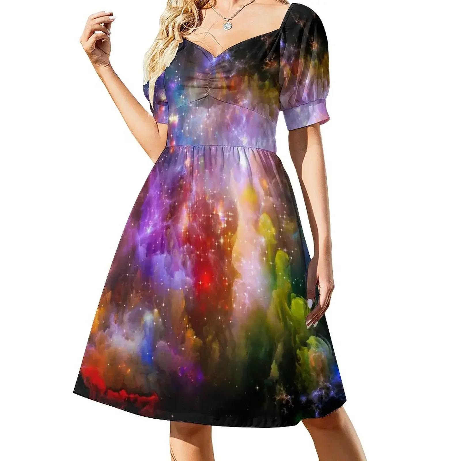 Blacklight Colorful Trippy Neon Fluoreszierendes ärmelloses Kleid Damenbekleidung Kleider für Abschlussball Damen Abendkleider Kleid