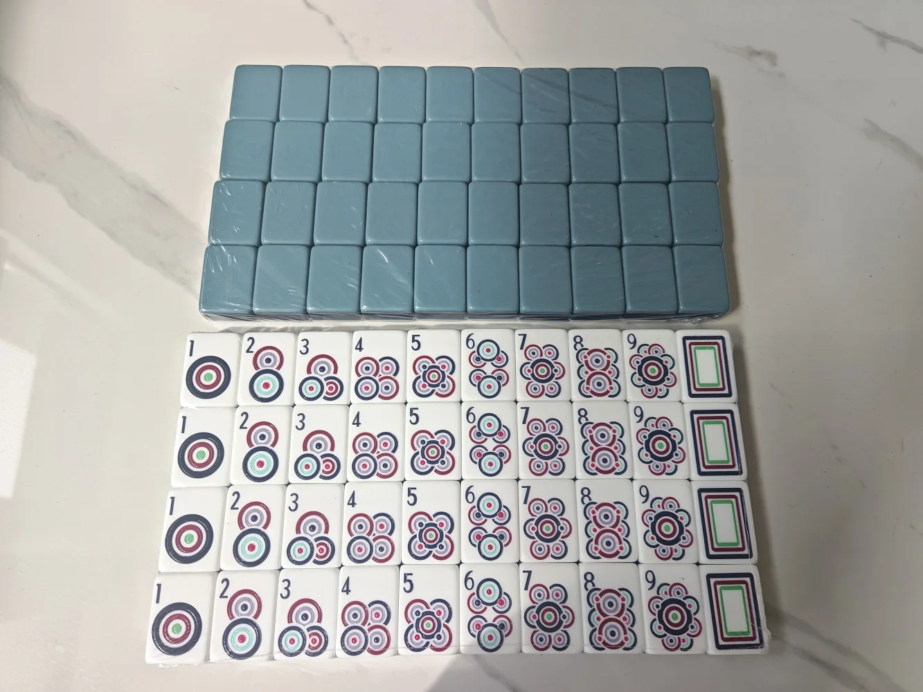

2026 Hot Sale Carved American Mahjong Set 4-layer Acrylic Dusty Blue 160 Mahjong Game Tiles Portable Mah Jongg for Adults Gifts