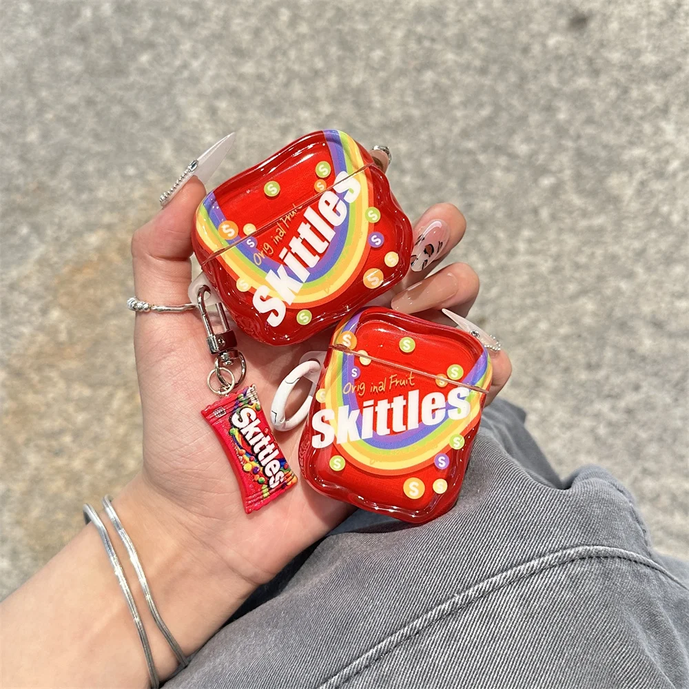 Cute red rainbow headphone case suitable for Apple Airpods 4 3 Pro 2-Lid Charm Silicone Earphone Charging Case suitable for Airp - Image 2