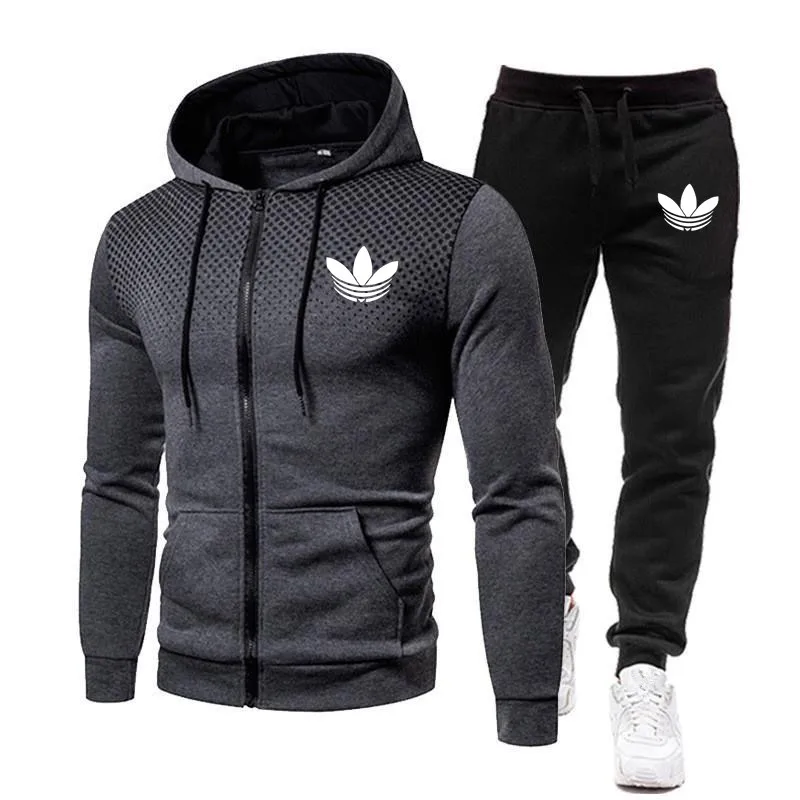 

2025 popular two-piece men's sportswear jogging suit sportswear hooded sweatshirt zipper sweatshirt autumn and winter clothing