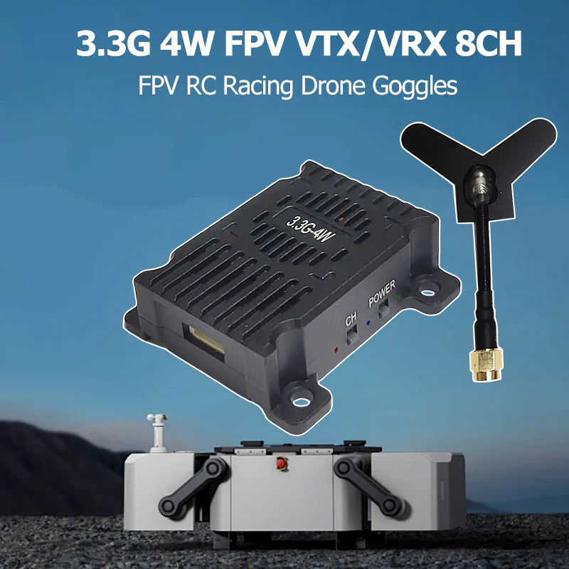 3.3G 4W FPV VTX 2-8S 4000mW Video Transmitter 3.3G VRX Receiver Kit 8CH Band RTF Traverser for DIY Parts FPV RC Racing Drone