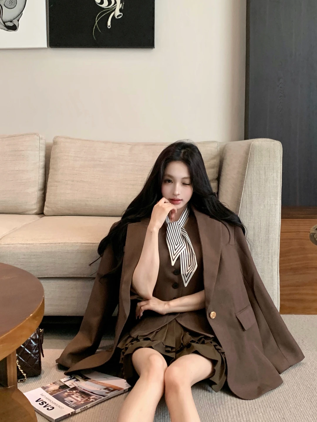 

Жилеты Жилеты Тонкие женские жилеты Пальто Женские осенние шерстяные сетчатые на пуговицах Расклешенные на рабочем месте Французский стиль Женская офисная одежда Классическая