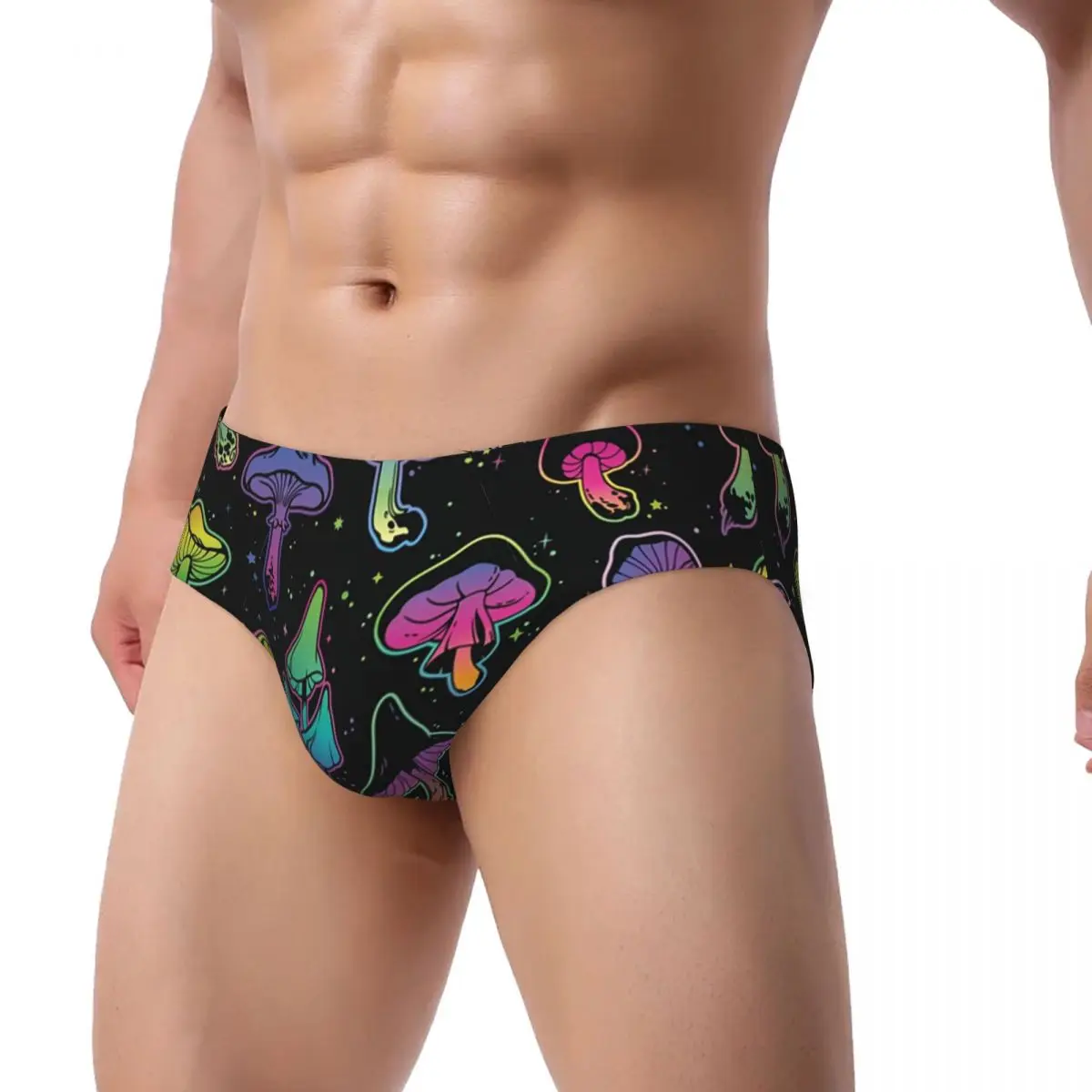 Custom Men Psychedelic Mushrooms, Bright Color Shrooms Panties Underwear Male Soft Briefs Underpants