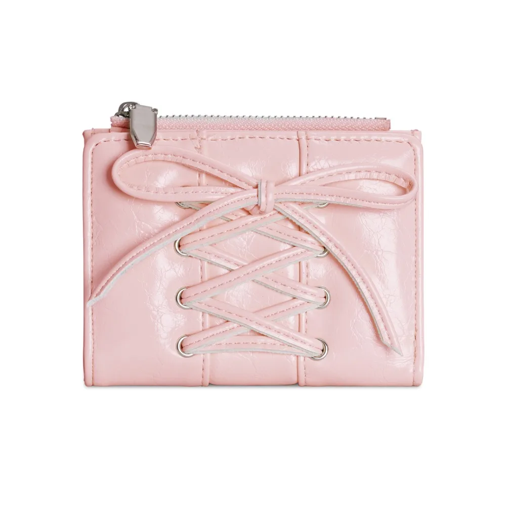 

Fashion Design Korean Style Bow Wallet Ultra Thin Purse Card Bag Zipper Multi Slot PU Leather Card Holder Outdoor