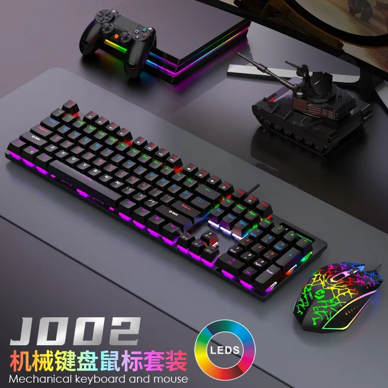 Combo de teclado e rato para jogos com fio, teclas com interruptor azul, retroiluminação RGB, mecanismo, DPI, USB, para PC de secretária, eSports e escritório.