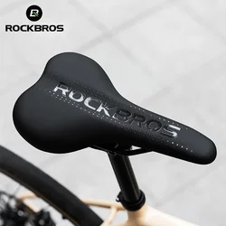 ROCKBROS Bike Saddle Road Steel Rails MTB Bike Cushion Comfortable Shock Absorption Wear-Resistant PU Leather Cycling Saddle