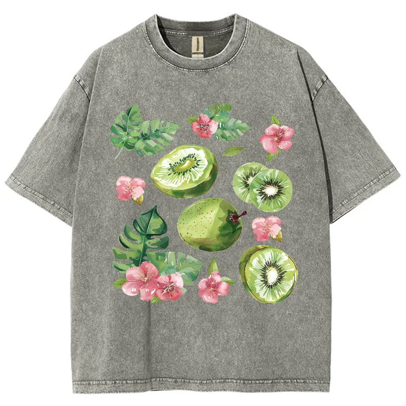 女性用半袖Tシャツ,フルーツプリント,カジュアルで快適,小さくてフレッシュなデザイン,夏服