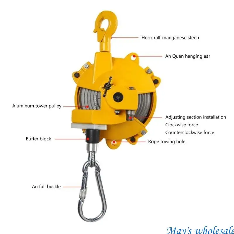 Retractable Spring Steel Wire Rope Measuring Tool Hook Holder Hangings 30-40Kg / 66-88lbs Assembly-line Fixtures 448A