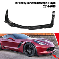 Car Front Bumper Lip&Side Winglets For 2014-2019 Chevy Corvette C7 Z06 Stingray Z51 Stage 3 Style Spoiler Splitter Carbon Look