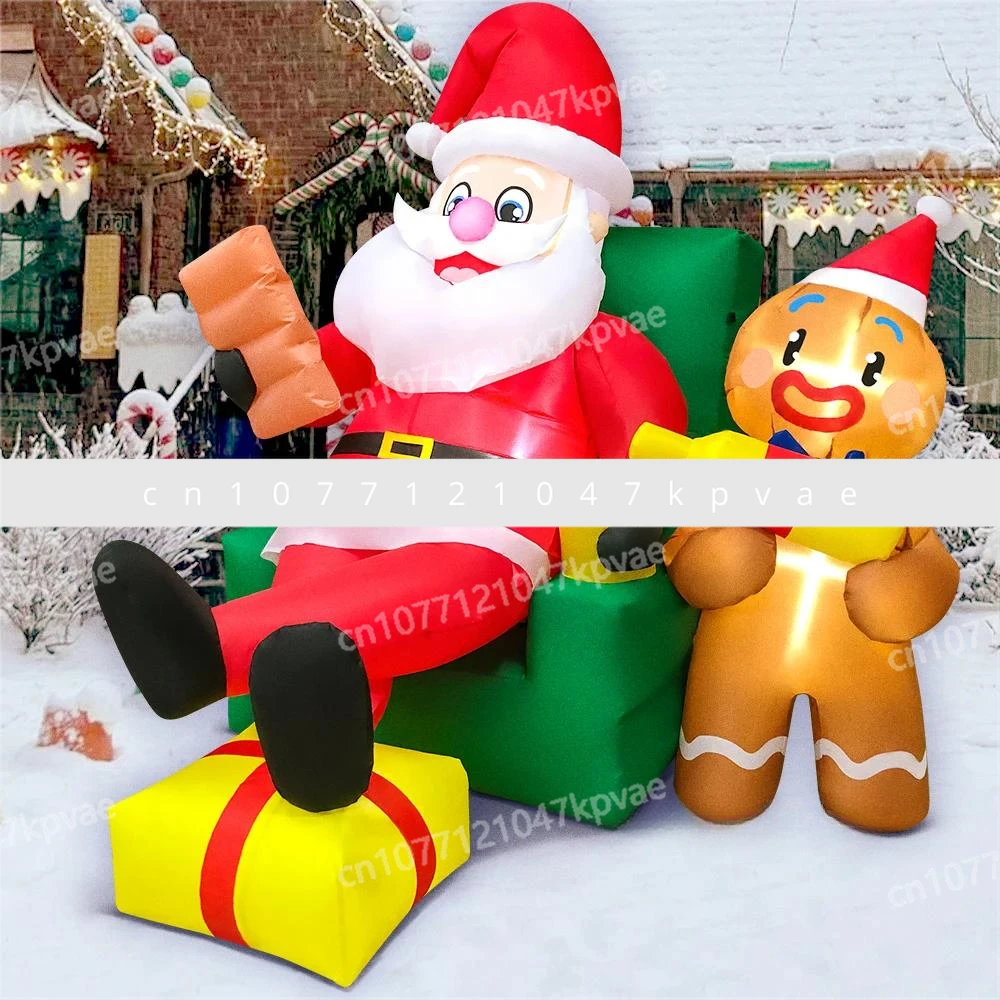 Santa Claus Sleigh Inflatable Decoration Home Outdoor LED Lights New Year Garden Party Decoration Gifts Christmas Tree Arch