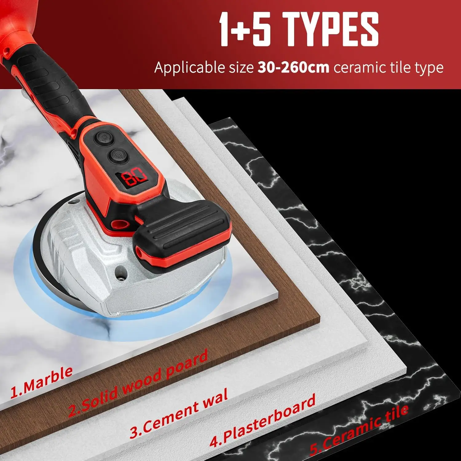 Cordless Tile Vibration Leveling Machine Tiler Vibrator Tool 8 Adjustable Speed for Floor,Tile,Wall for Milwaukee 18V no battery