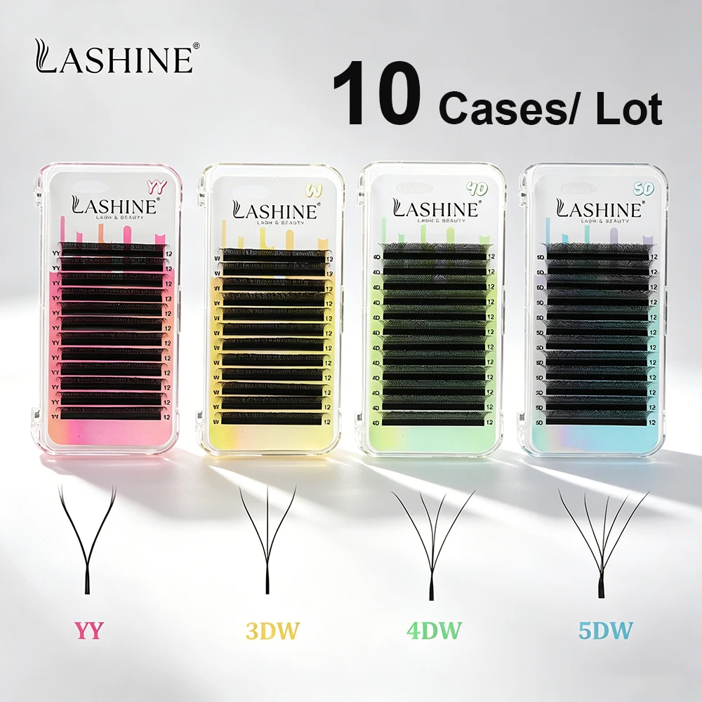 

Lashine 10 Trays W-shaped Eyelash Extensions Handmade Soft YY W Shape 3DW 4DW 5DW Premade Bloom Lashes Brazilian Volume Eyelash