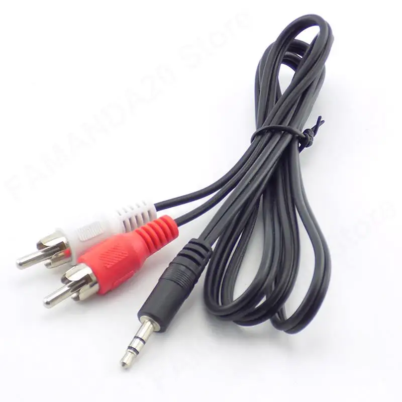 3,5-mm-Klinkenstecker, Mini-Stecker auf 2 männlichen Cinch-Stereo-Phono-Audio-Lautsprecher-Adapter, Splitter, Verlängerungskabel, AUX-Kabelanschlüsse m20