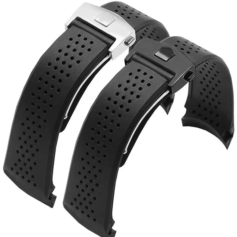 

Natural Rubber Watchband For TAG HEUER GRAND CARRERA wristband Waterproof Sport Strap Soft Silicone Watch Bracelet 22mm 24mm