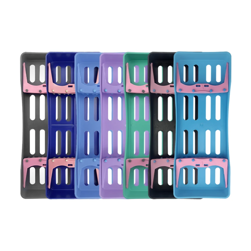 Plastic Dental Sterilization Rack Burs Box Holder Case Cassette Rack Holder for 5 Instruments Disinfection Placing Autoclavable