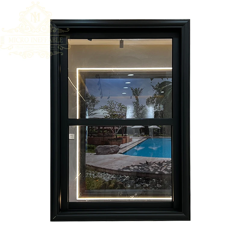 New Design Aluminum Glass Automatic Double Hung Living Room Windows