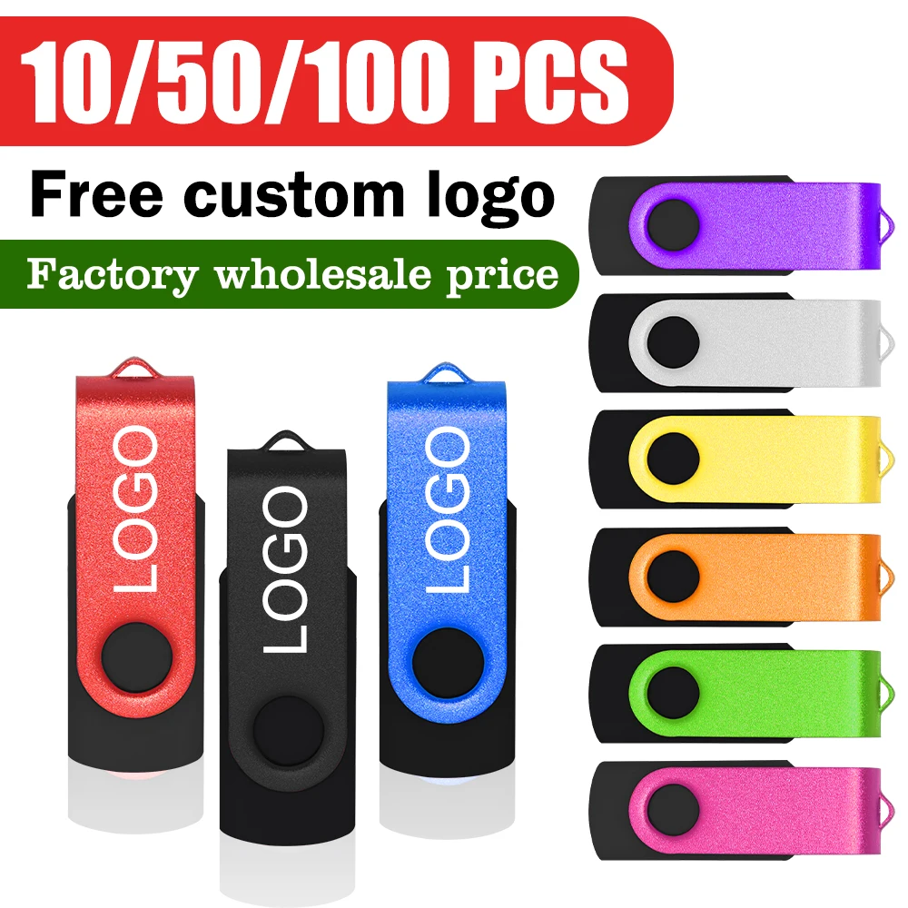 

10/50/100pcs/lot USB 2.0 Flash Drive Flash Memory Card 32GB Pendrive 64GB USB Stick 4GB 8GB 16GB Memory Stick U Disk Free Logo