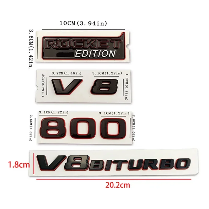 ABS Car Body Side Sticker Rear Emblem Decals for Mercedes Benz V8 700 800 850 900 ROCKET EDITION V8 BITURBO G63