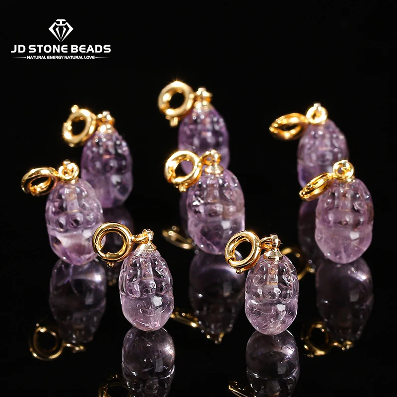 1 Pc Natural Amethyst Carved Wealth Pixiu Copper Buckle Pendant Charms For Jewelry Making Diy Necklace Bracelet Accessory