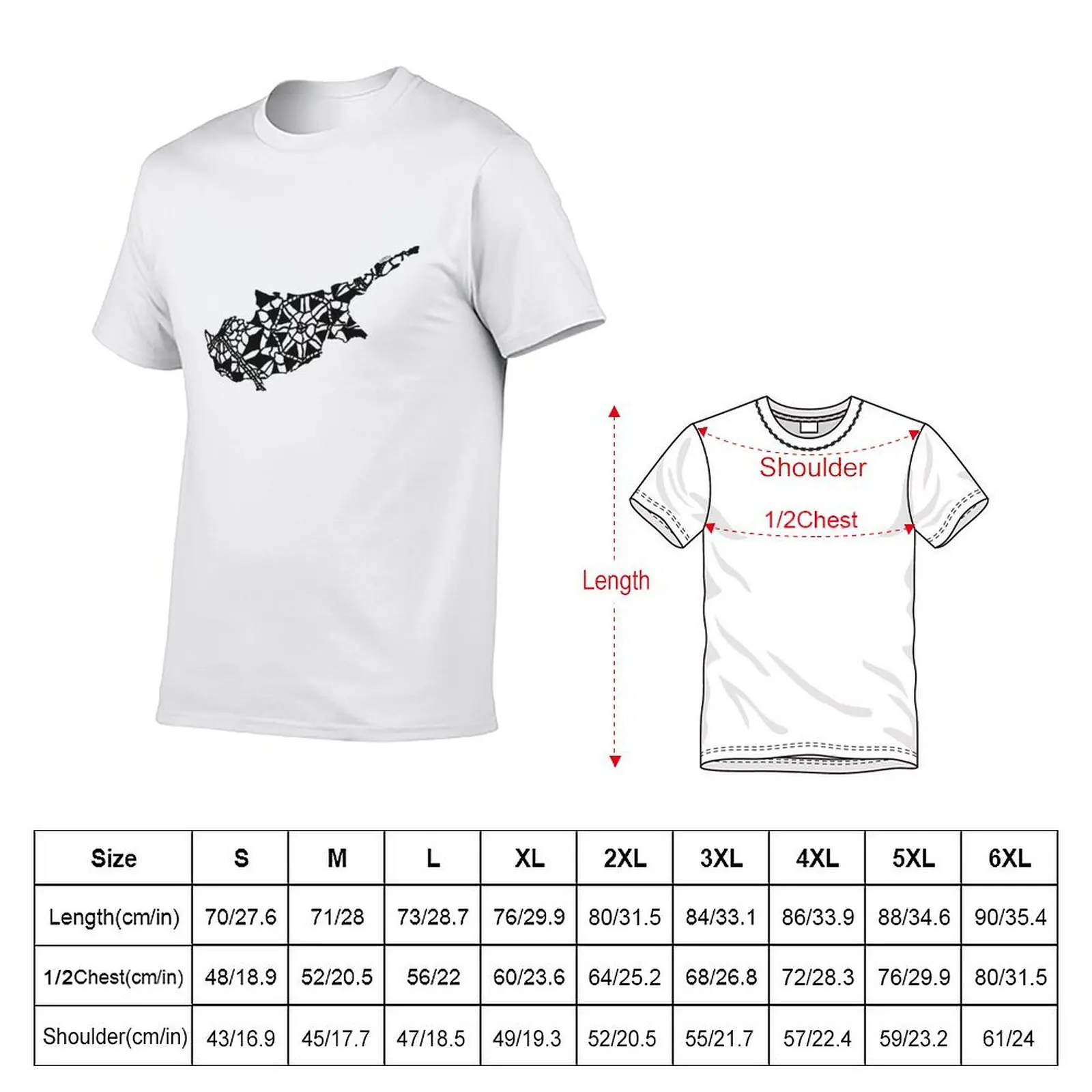 Cyprus embroidery silhouette T-Shirt Big and Tall Basic Tee Shirt