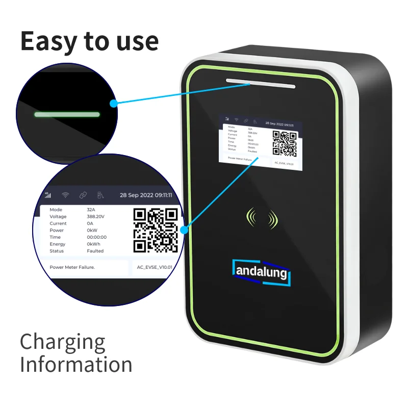 Andalung Ev Wallbox Charger 7KW  Car Charging Station GBT 32A With Screen EVSE Charger  Type2 Chargers