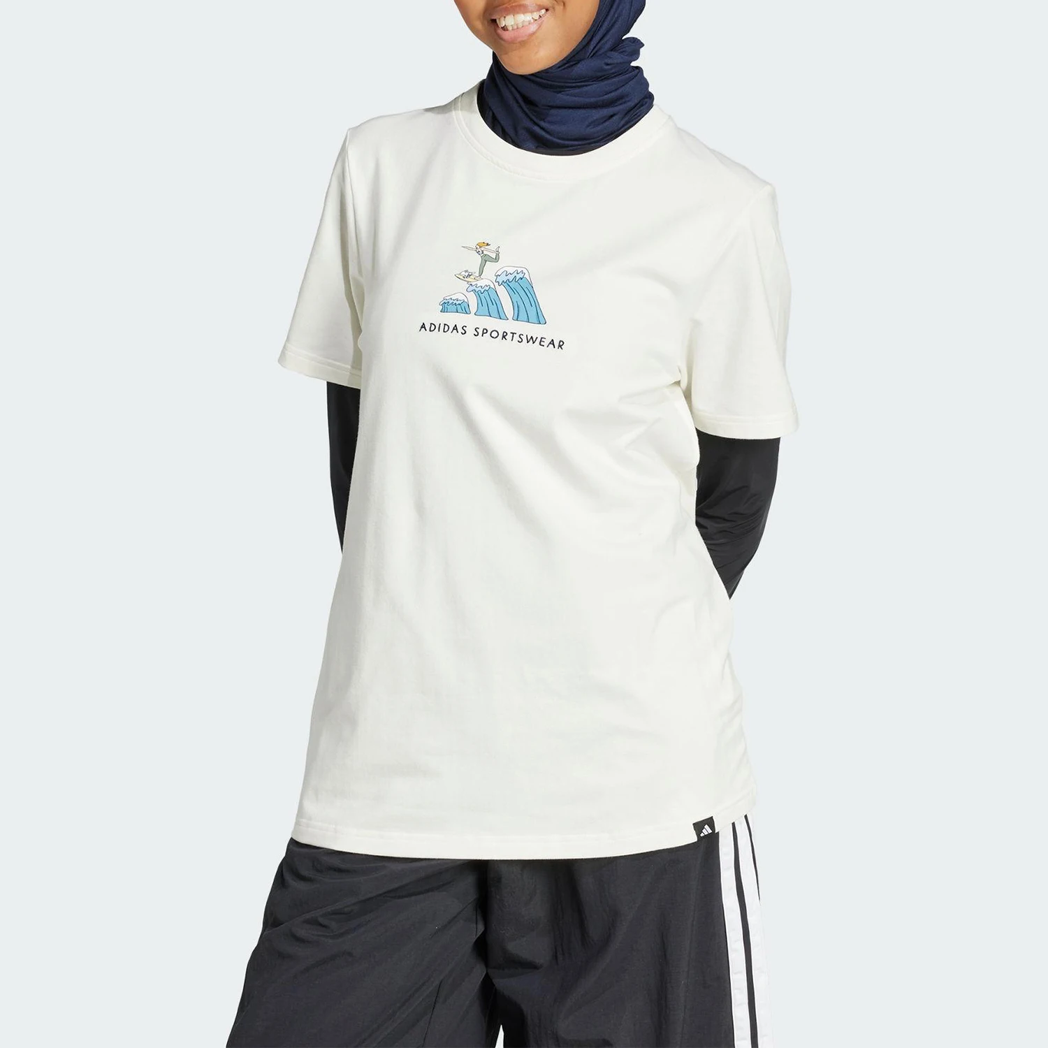 

Adidas genuine 2025 Summer Women's Knit Printed Loose T-Shirt JX5330