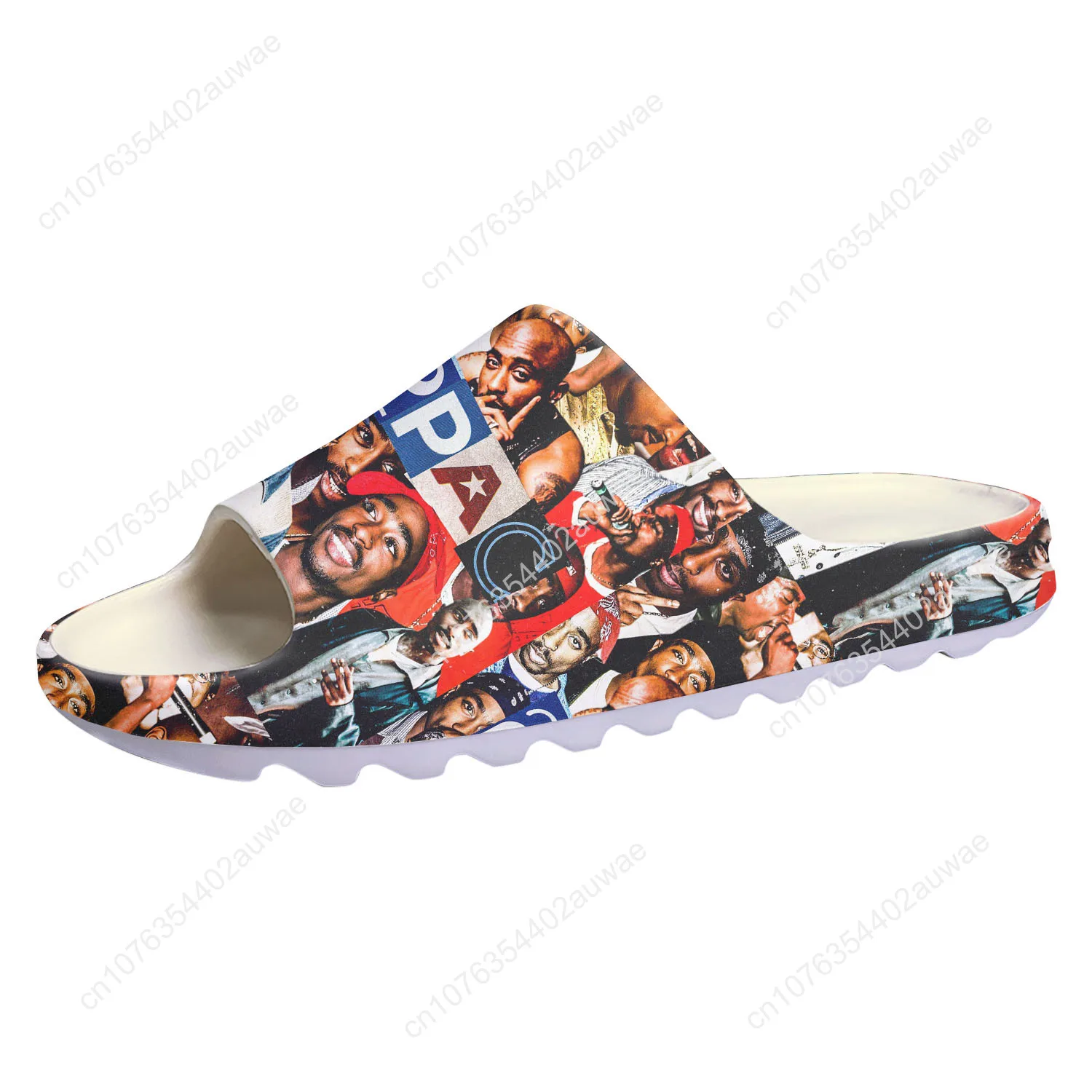 Tupac Rap Soft Sole Chinelos para Homens e Mulheres, Tamancos Domésticos, Passo em Sapatos de Água para Adolescente, Praia no Sapato Personalizado do Banheiro, Sandálias de Praia, 2Pac