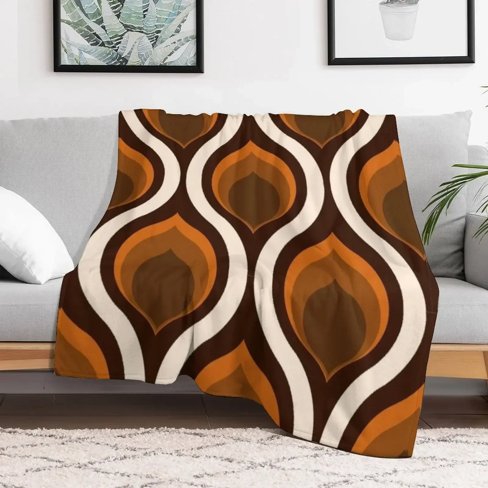 

abstract retro design, brown, white Throw Blanket for sofa Bed linens Giant Sofa Blankets