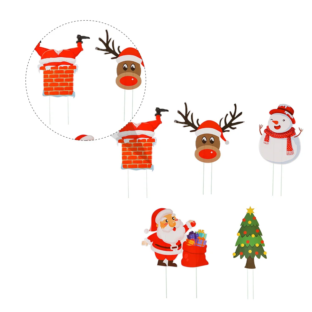 

5Pcs Christmas Yard Stakes Outdoor Lawn Signs Garden Decorations Colorful Santa Snowman Festive Ornaments Christmas Yard Sign