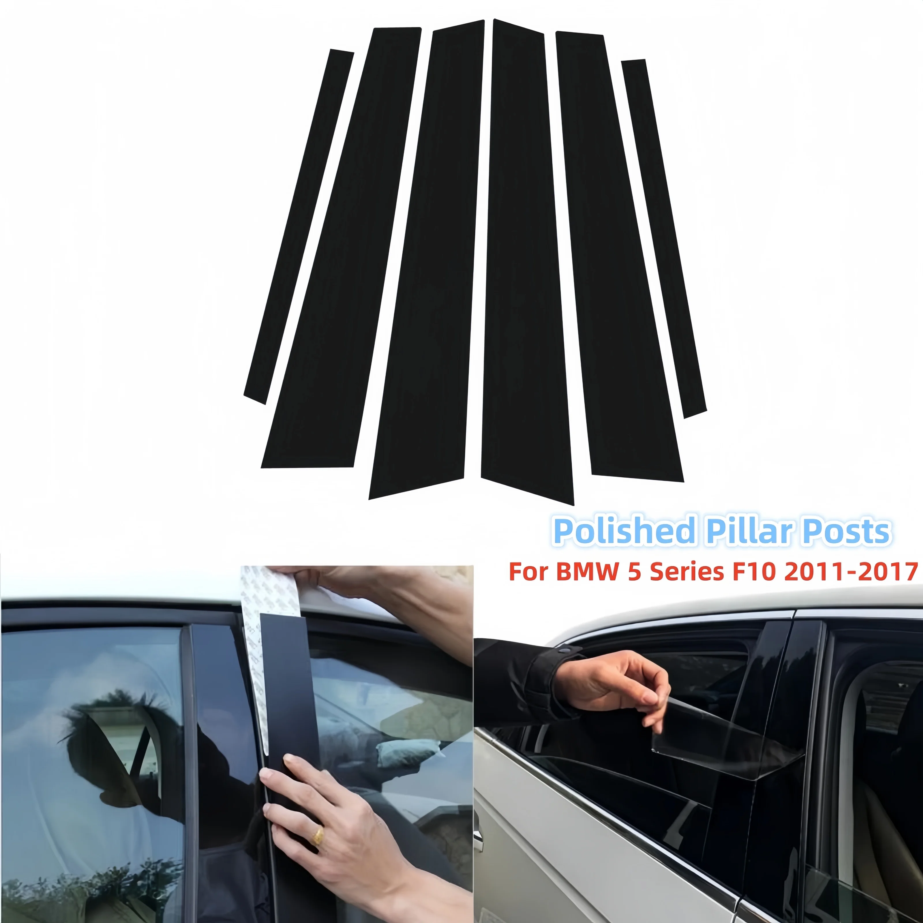 

6pcs Polished Pillar Posts For BMW F10 5 Series 2011-2017 Window Trim Cover BC Column Stickers Exterior Tuning Cars Accessories