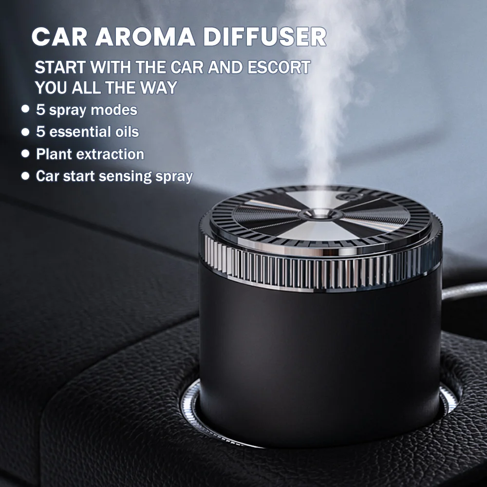 Diffusore di aromi per auto portatile USB, umidificatore per aromaterapia, deodorante per auto, purificatore per la casa dell'ufficio, 5 tipi di oli essenziali