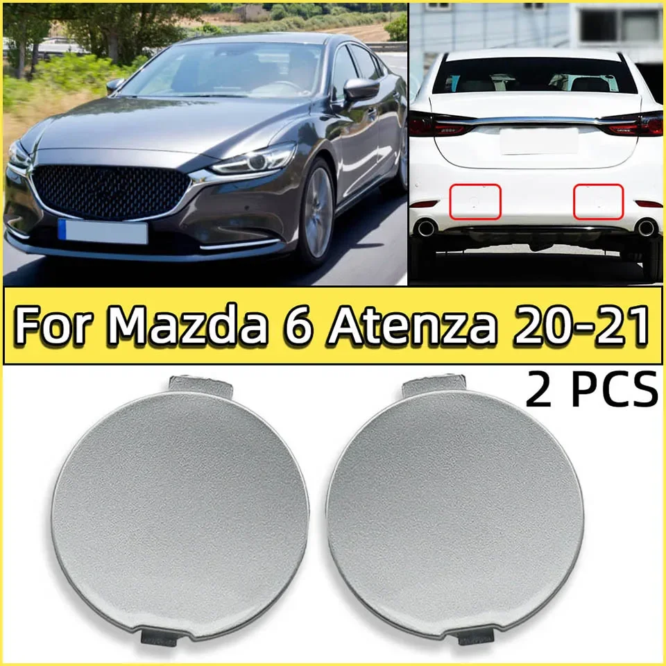 

2Pcs Rear Bumper Towing Hook Hauling Cover For Mazda 6 Atenza Sedan 2020-2021 Auto Tow Hook Eye Trailer Lid Cap Left Right Side