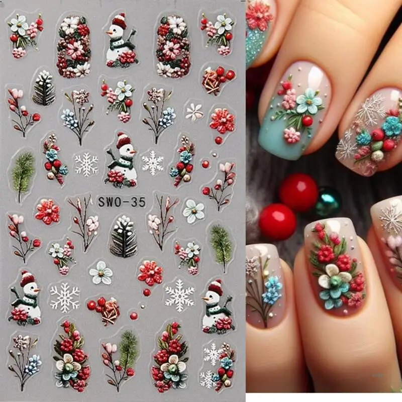 Christmas Nail Art Stickers For Easy DIY Festival Manicure Nail Art Decoration For Holiday Parties And Everyday Use