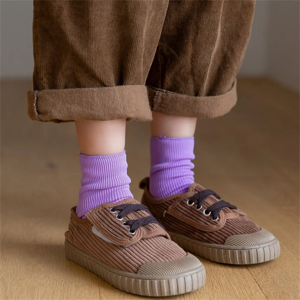 Autumn Winter Kids Warm Medium Tube Floor Socks Plush Thicken Thermal Children Fashion Solid Color Velvet Snow Socks