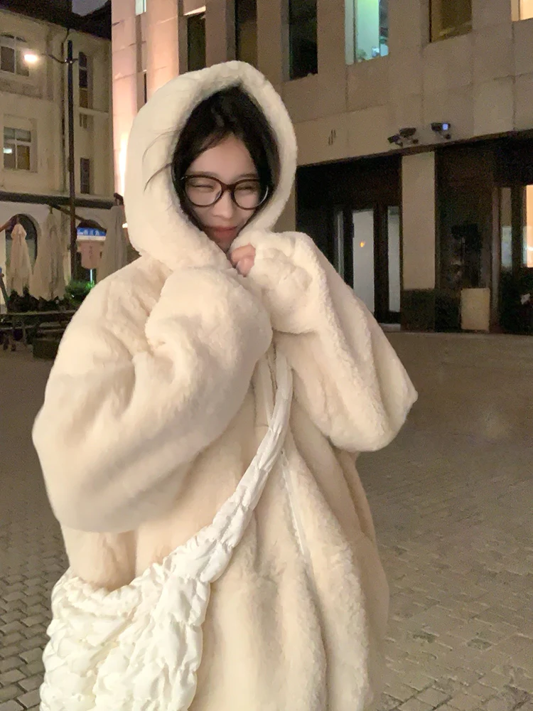 

Женское пальто Adan Thiened из овечьего меха с капюшоном, хлопковое зимнее пальто-сэндвич, корейское повседневное пальто прямого кроя, теплый полиэстер