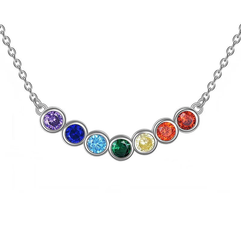 

Kitykiss Chakra - themed European and American Cold - toned Style, Ins Niche Round Rainbow Cubic Zirconia Collarbone Chain