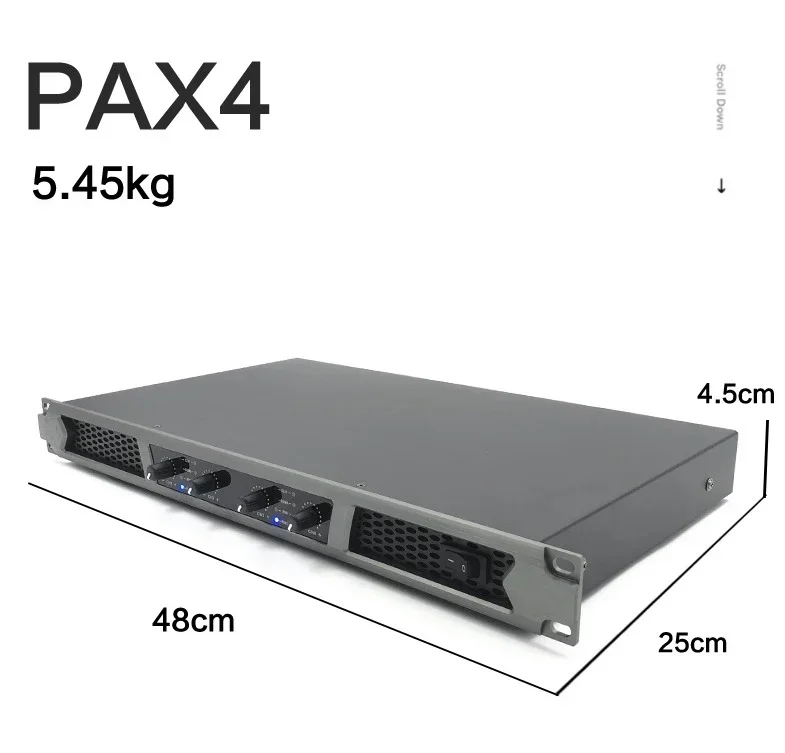 PAX4 Amplificador de Donido Profesional Clase D 1200W*4 High Power Professional 4 Channels Digital Power Amplifier