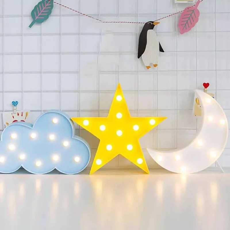

Декоративные светодиодные ночные огни в форме полумесяца, луны, звезды и облака для детей и взрослых