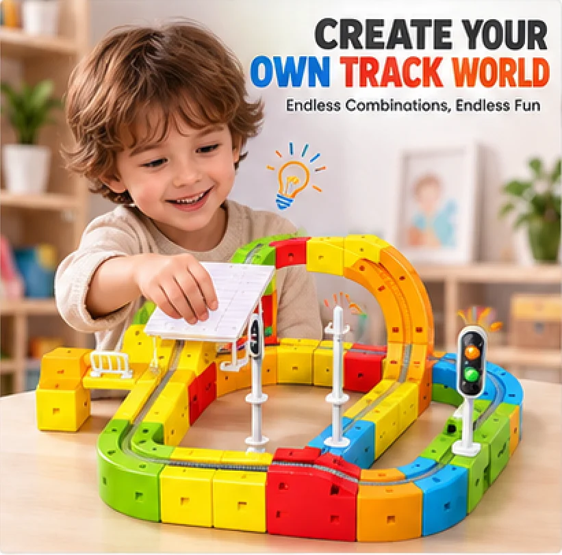 Magic Wall Climbing Train Set with LED Lights, DIY Flexible Track Building Blocks, Birthday Christmas Gift for Kids