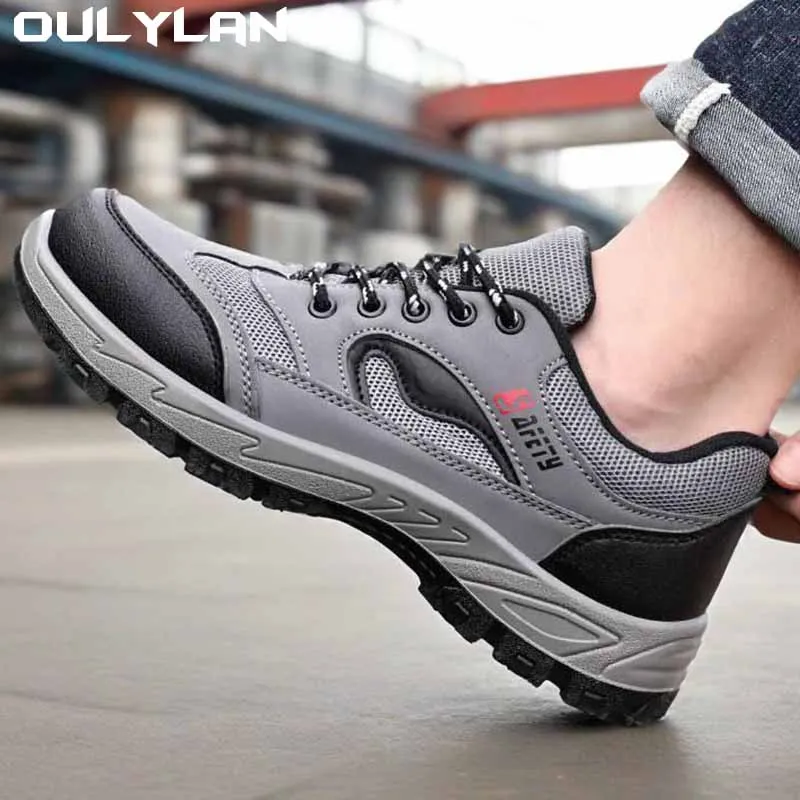 

Oulylan Comfortable Breathable Safety Work Boots Anti Smashing Outdoors Male Footwear Boots Labor Shoes Indestructible Sneakers