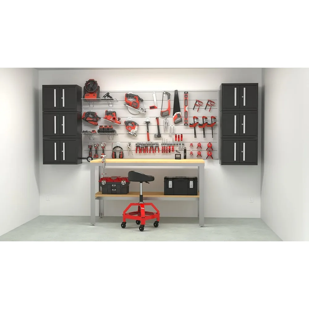 Pro Series Fully Assembled Wall Cabinet, Garage Storage, Home Organizer Storage System (Black with Silver Handles)