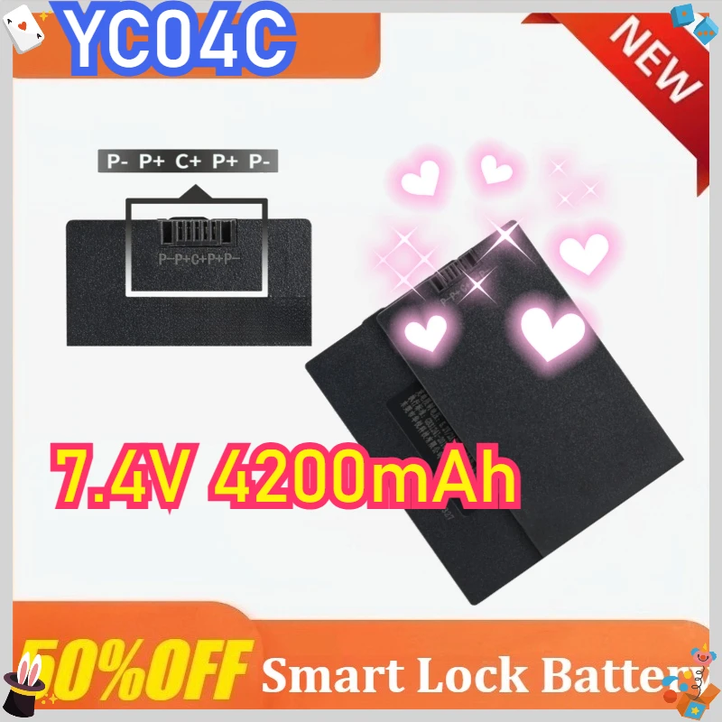 

New 7.4V 4200mAh Lithium Smart Door Lock Battery for YC04C P-P+C+P+P-