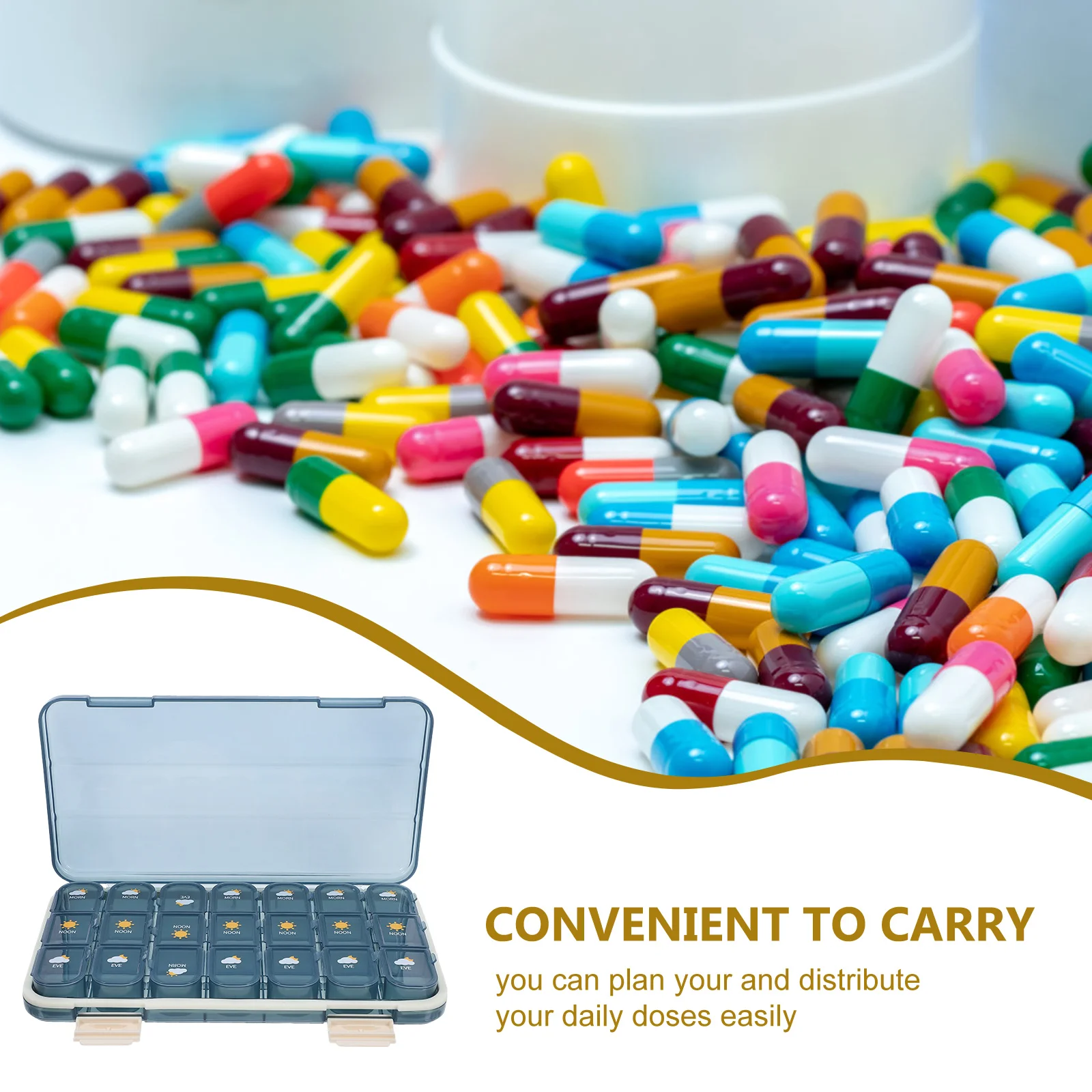 

Portable Medicine Organizer Box Leakproof Travel Medicine Case Small Compact Pp Abs Materiallarge Capacity