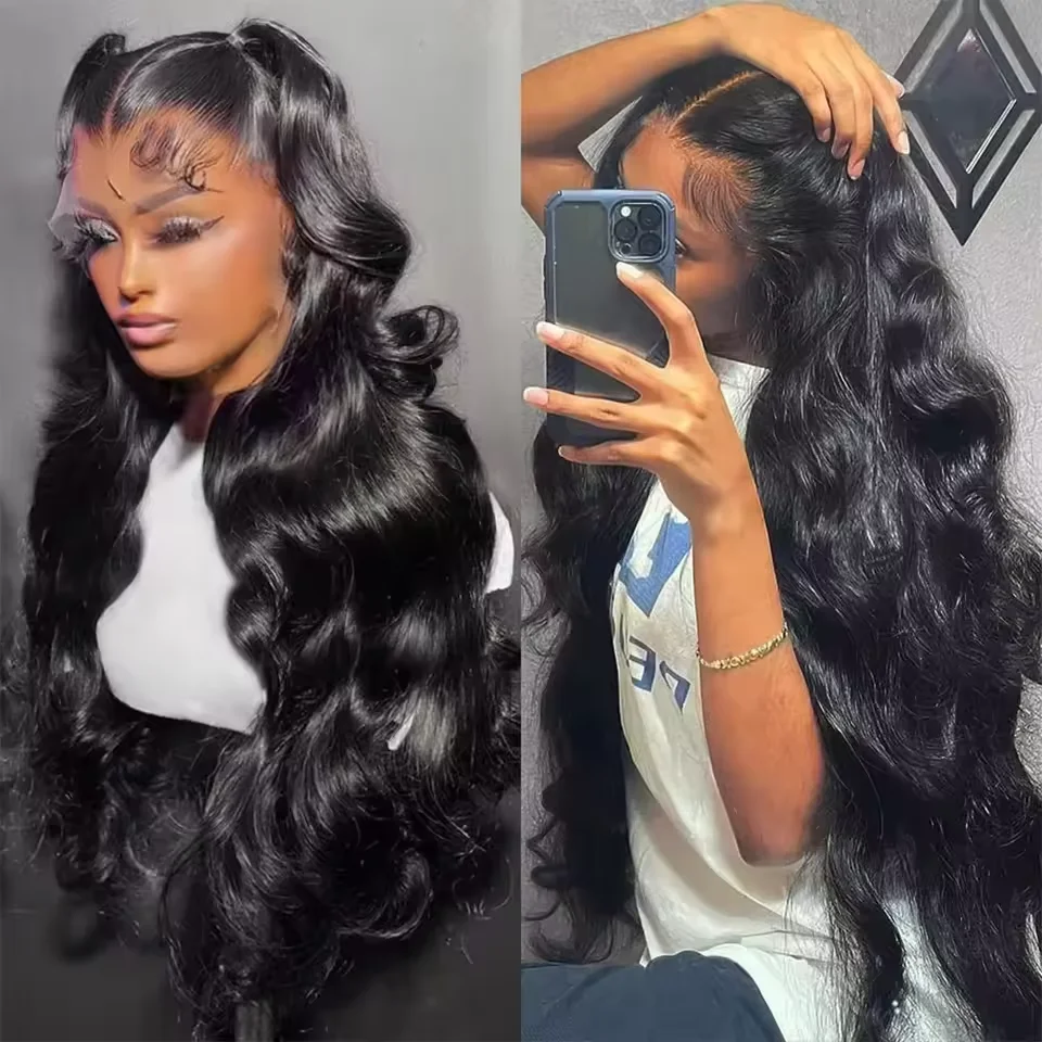 

Body Wave Wig 13x6 HD Lace Frontal Human Hair Wigs Pre Plucked 100% Human Hair Brazilian 34Inch Natural Black Wig 200 Density