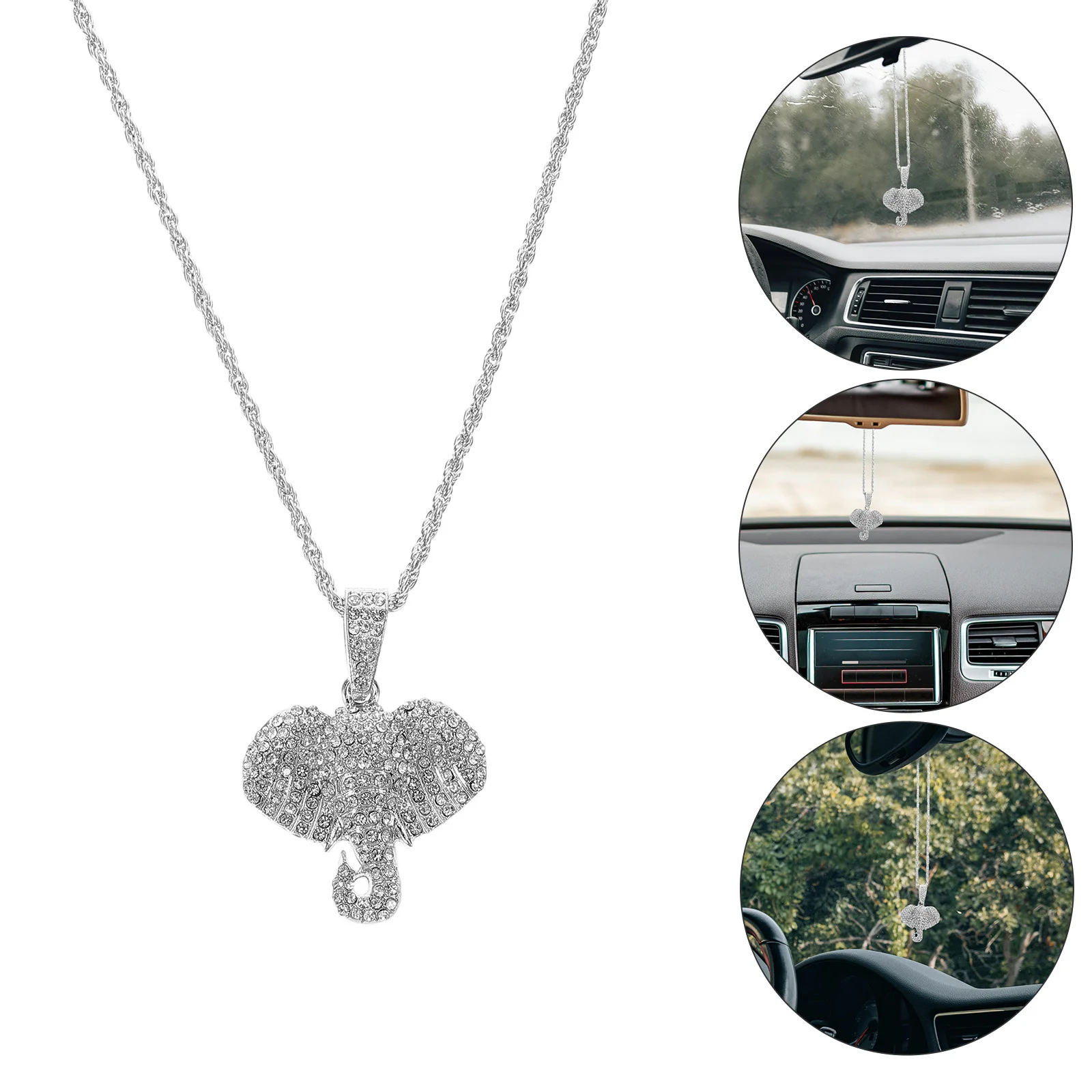 

Rhinestone Rearview Mirror Charm Hanging Pendant Sparkly Car Interior Accessories Women Car Mirror Hanging Decoration Ornament