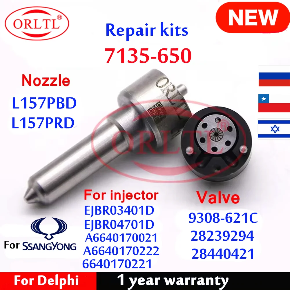 NOZZLE L157PRD VALVE 9308-621C REPAIR KITS 7135-650 FOR Ssangyong EJBR04701D EJBR03401D A6640170021 6640170221 6640170222 Euro 3