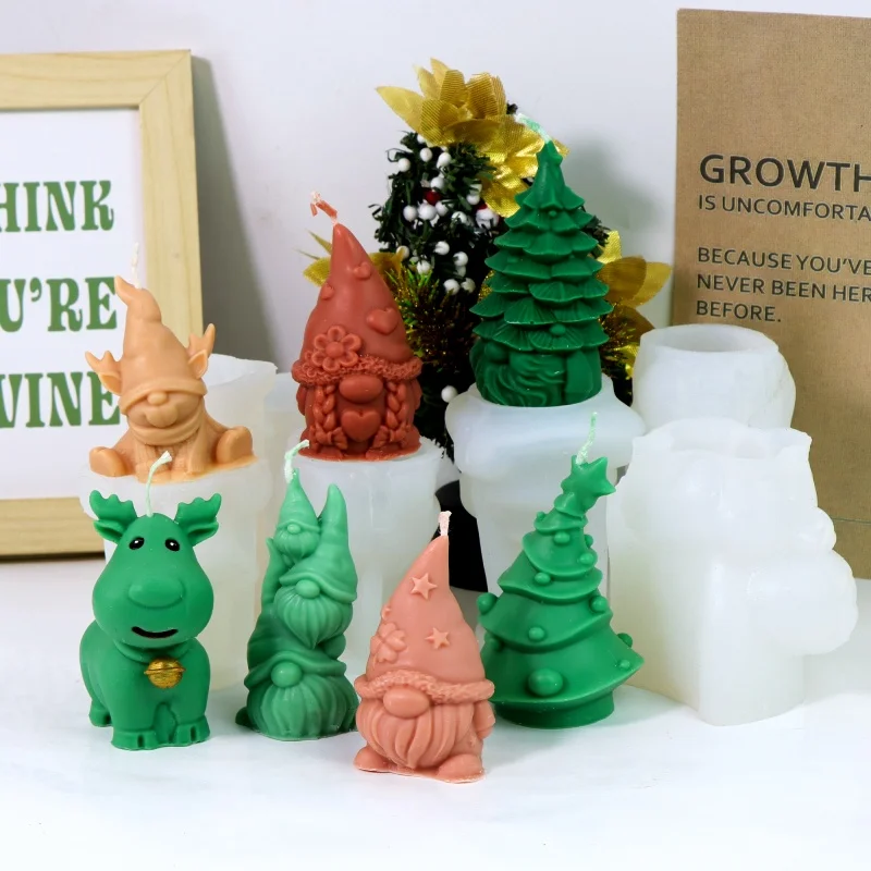 3D Wear Star Hat Weihnachtsmann Silikon Kerzenform Diy Elch Weihnachtsbaum handgemachte Aromatherapie Kerze Gips Handwerk Weihnachtsgeschenke