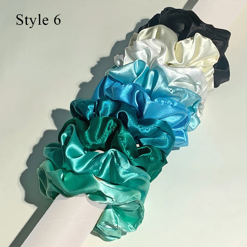 10pcs/pack Women Fashion Satin Silk Scrunchies Elastic Hair Bands SolidColor Headband Hair Ties Ponytail Holder Hair Accessories